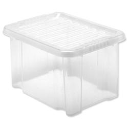 Image of 5 Star Storage Box Plastic with Lid Stackable 24 Litre Clear 12450