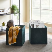 Image of Set of 2 Green Foldable Cord Storage Boxes Green