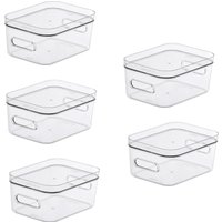 Image of Compact Storage Tub Small with lids 15L Set of 5 Clear