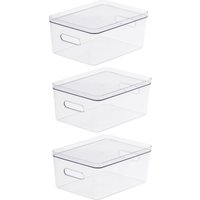 Image of Compact Storage Tub Large with lids 154L Set of 3 Clear