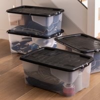 Image of Set of 4 Strata 42L Curve Storage Box with Lids Clear
