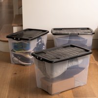 Image of Set of 3 Strata 65L Curve Storage Box with Lids Clear