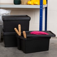 Image of Wham Bam 16L Set of 3 Stackable Boxes and Lids Black