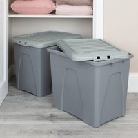 Image of Wham Home Upcycle 75L Set of 2 Boxes and Lids Grey