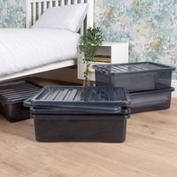 Image of Wham Crystal Set of 5 Underbed Boxes and Lids 32L Black