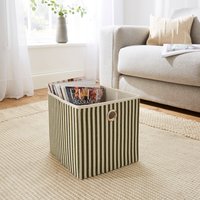 Image of Striped Foldable Storage Box Olive Green