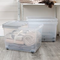 Image of Wham Set of 3 Wheeled Boxes and Lids 44L Grey