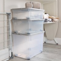 Image of Wham Set of 3 Assorted Size Wheeled Boxes and Lids Grey