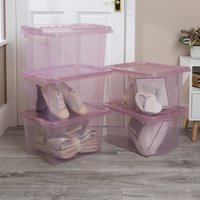 Image of Wham Crystal Set of 5 Boxes and Lids 28L Pink