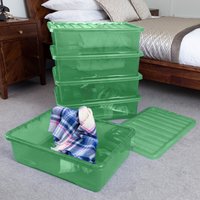 Image of Wham Crystal Set of 5 Underbed Boxes and Lids 32L Green