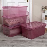 Image of Wham Crystal Set of 5 Boxes and Lids 45L Pink