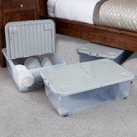 Image of Wham Set of 3 Wheeled Boxes and Lids 32L Grey